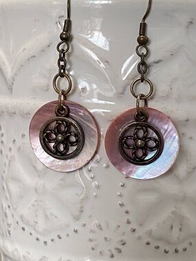 Pink Mother of Pearl Dangle Earrings